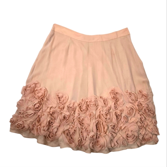 Talbots Blush A-Line Silk Skirt with Rosette Details - Picture 2 of 10